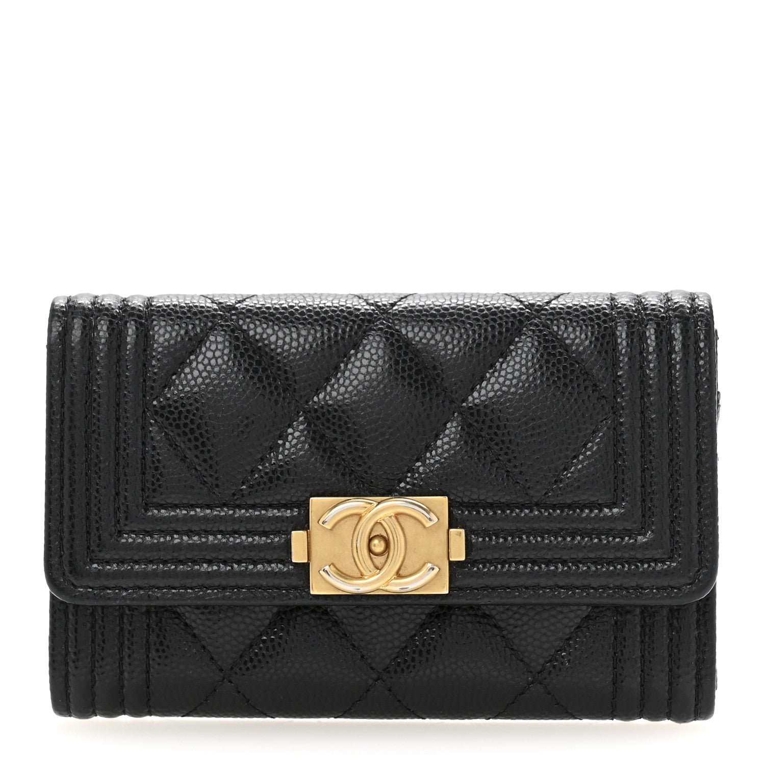 Chanel Caviar Quilted Boy Flap Card Holder Black 1 of 10