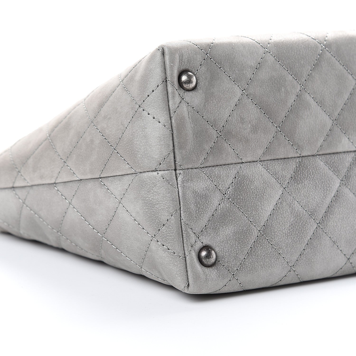 Chanel Metallic Calfskin Quilted Small Shopping In Chains Tote Silver 8 of 9