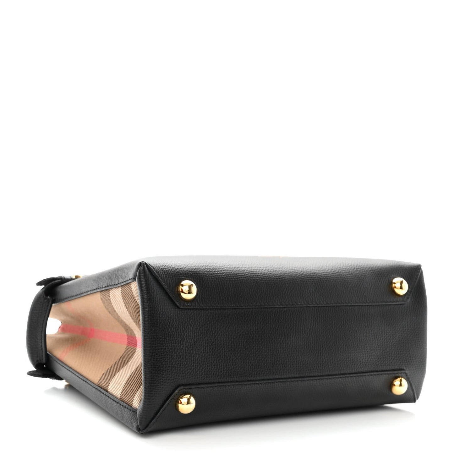 Grainy Calfskin House Check Small Banner Tote Black