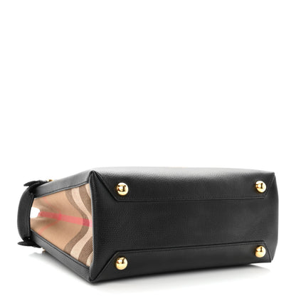 Burberry Grainy Calfskin House Check Small Banner Tote Black 4 of 9