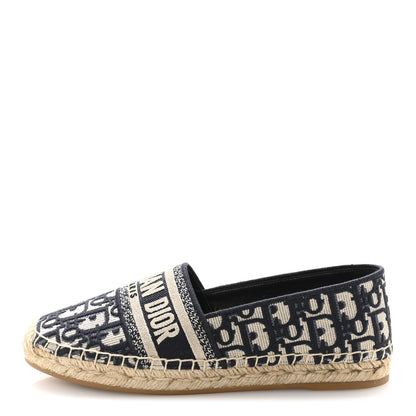 Christian Dior Oblique Embroidered Granville 15mm Espadrilles 38.5 Deep Blue 1 of 10