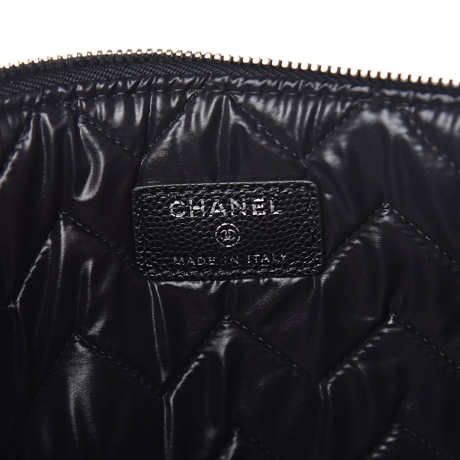 Chanel Caviar Chevron Quilted Medium Cosmetic Case Black 7 of 8