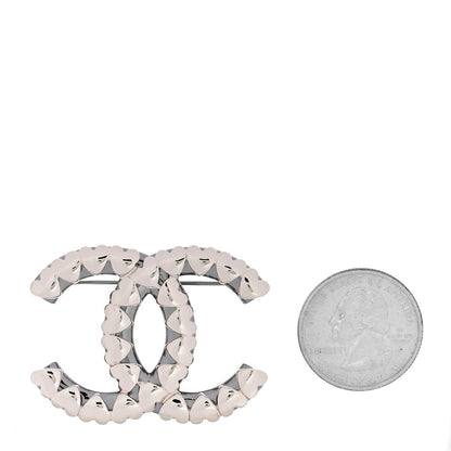 Chanel Metal CC Heart Brooch Gold Silver 2 of 5