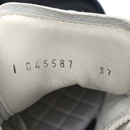 Chanel Nylon Suede Kidskin Calfskin Logo Sneakers 37 Dark Navy Blue Navy Blue Black 8 of 9