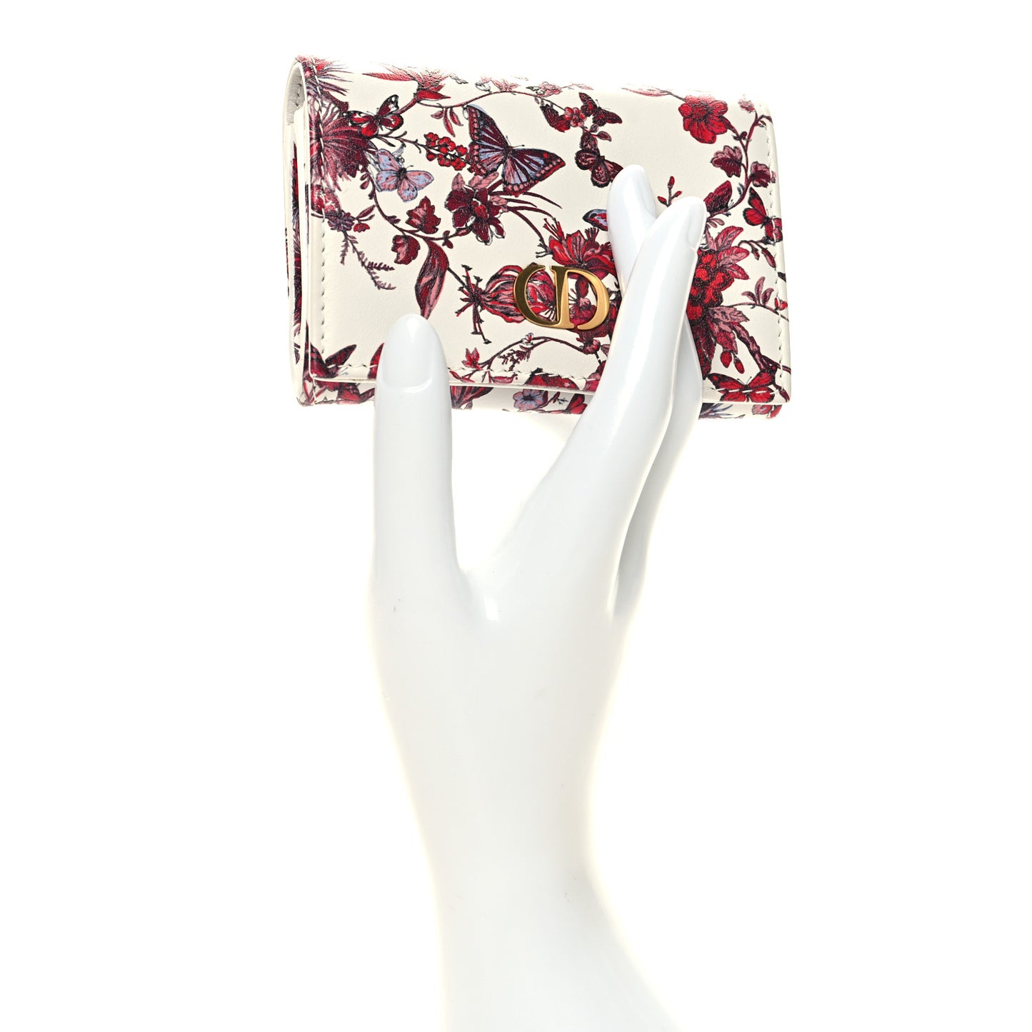 Calfskin Print Caro XS Wallet White Multicolor