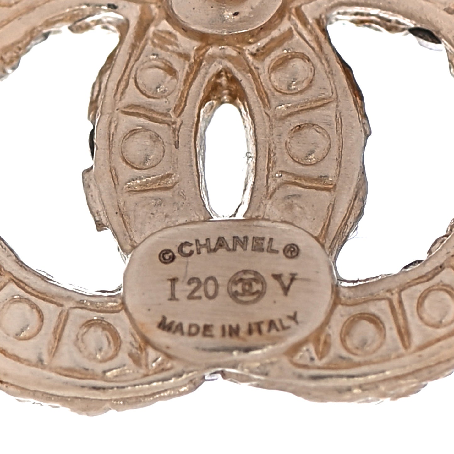 Pearl Crystal CC Stud Earrings Gold