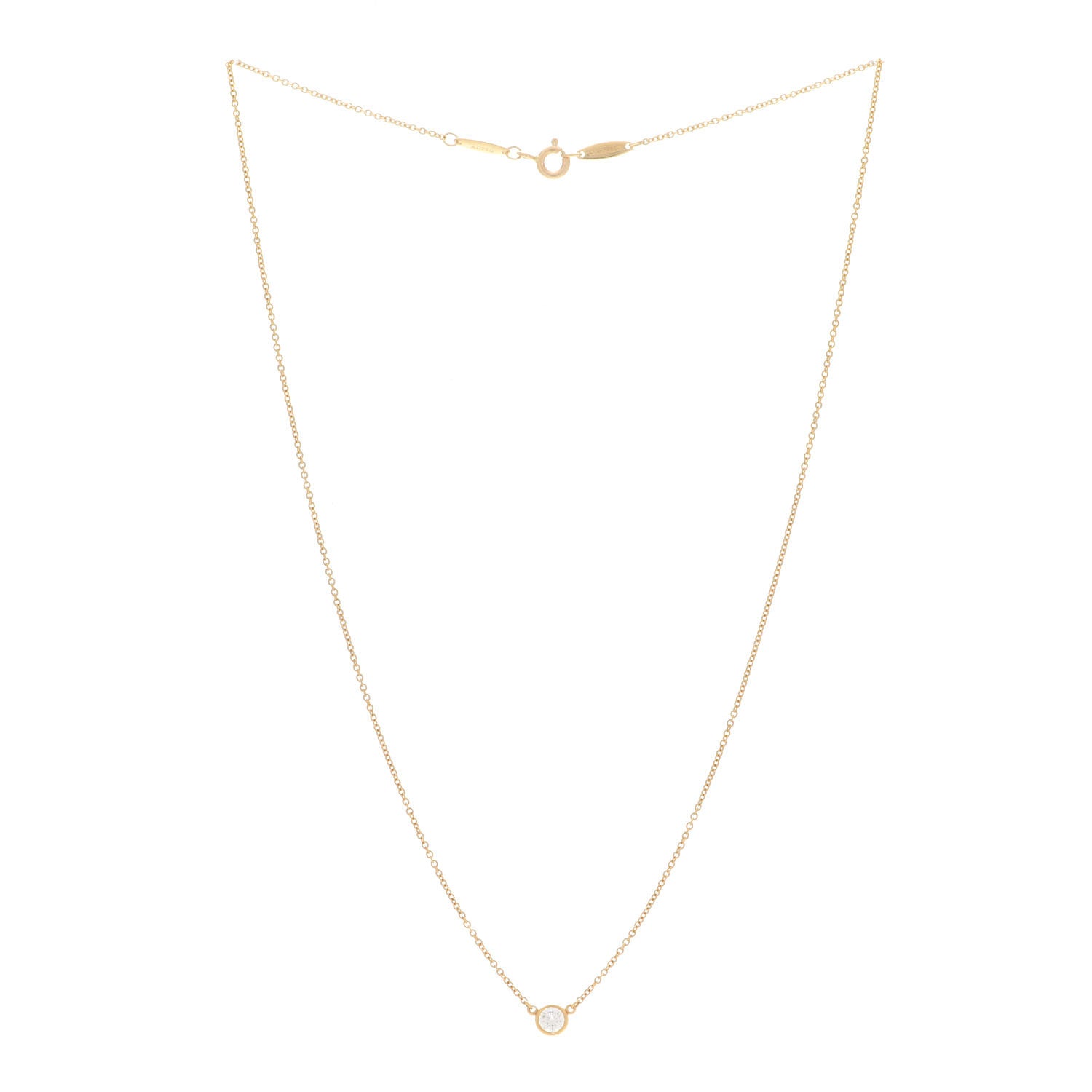 Tiffany 18K Yellow Gold Diamond .21ct Elsa Peretti Diamonds by the Yard Pendant Necklace 3 of 6