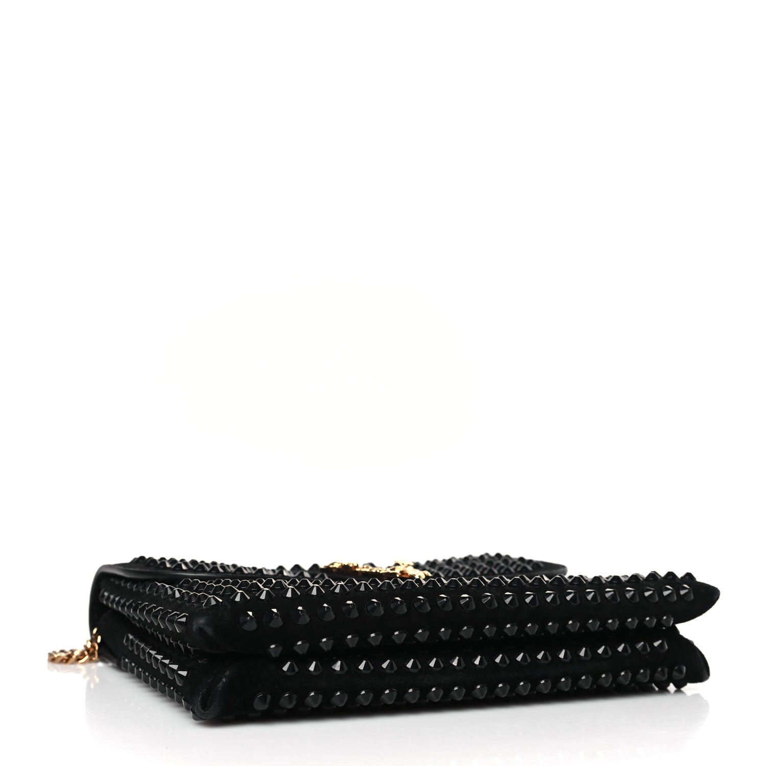 Versace Suede Studded Virtus Chain Clutch Black 4 of 8