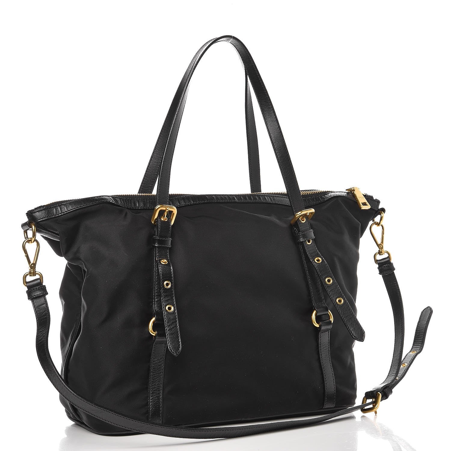 Prada Tessuto Nylon Jacquard Logo Tote Nero Black 3 of 9