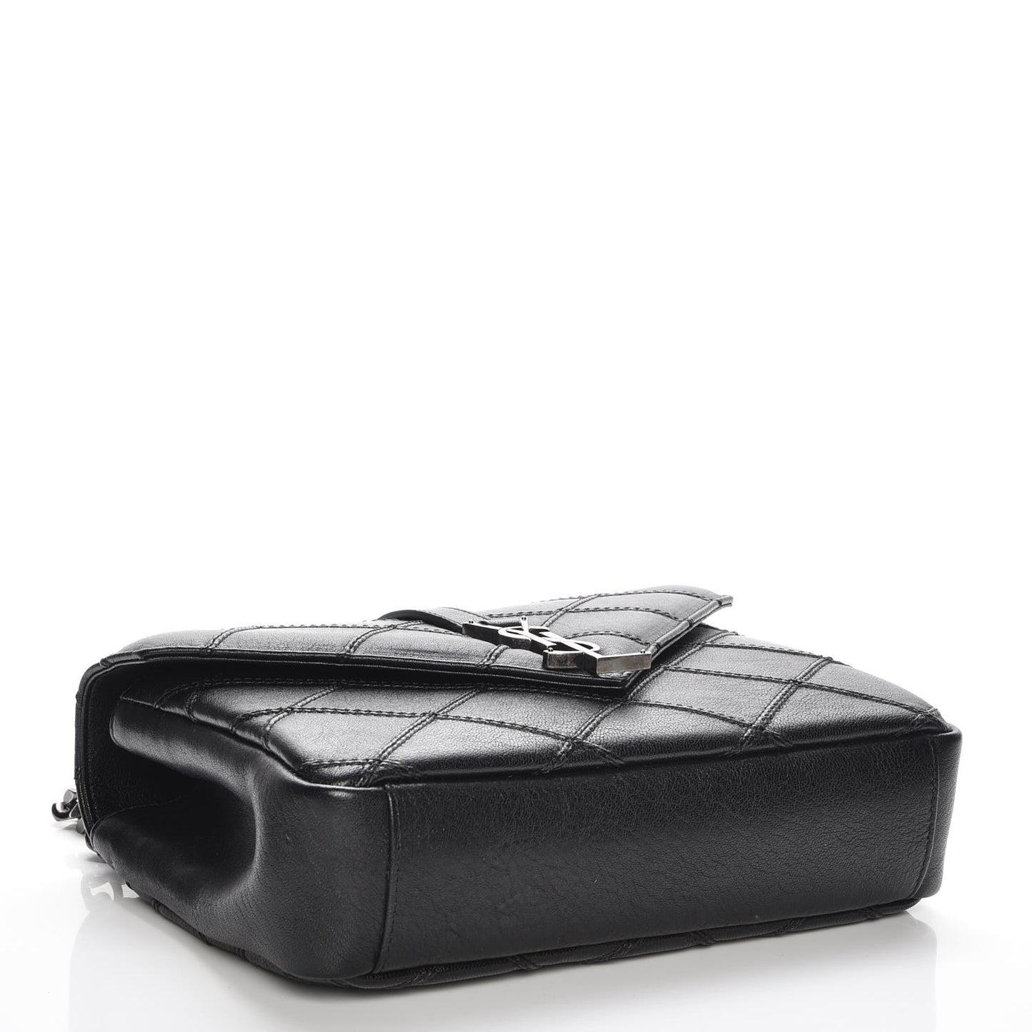 Calfskin Matelasse Diamond Quilted Monogram Medium College Bag Black