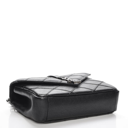 Saint Laurent Calfskin Matelasse Diamond Quilted Monogram Medium College Bag Black 5 of 9