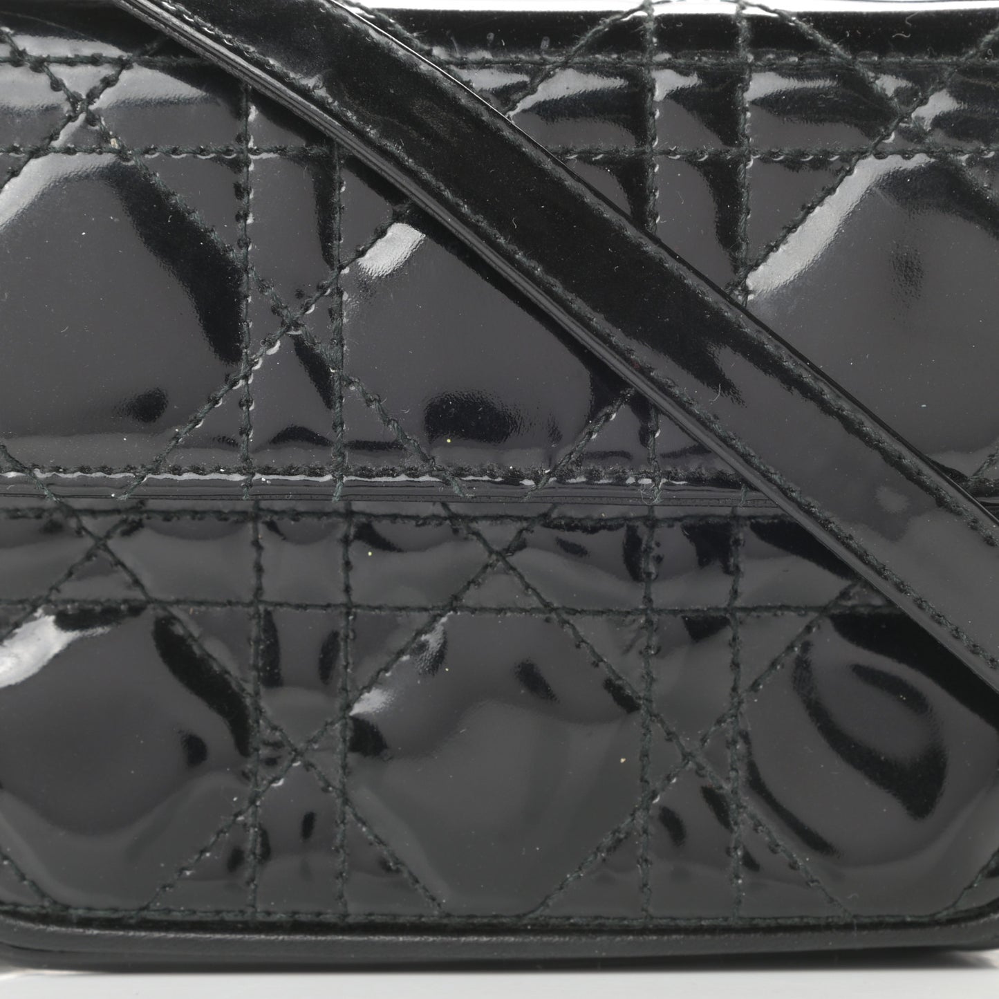 Patent Cannage Mini Crossbody Pouch Black