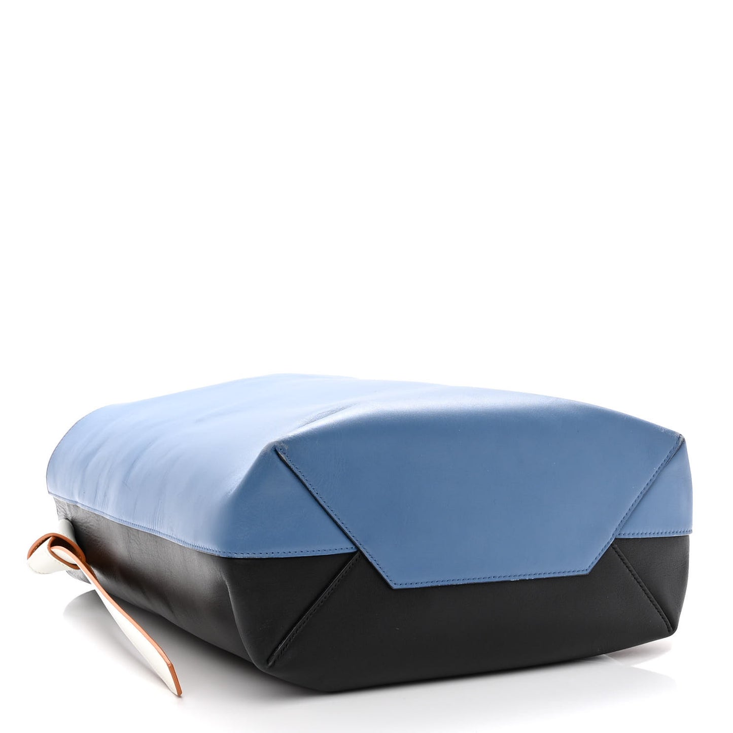 Shiny Smooth Calfskin Small Twisted Cabas Washed Blue Black