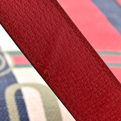 Gucci Canvas Calfskin Sylvie Stripe Logo Mens Tote Red White Blue 13 of 13