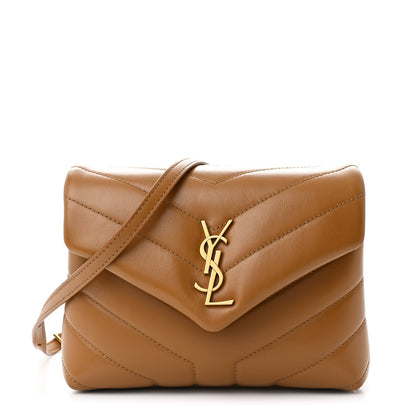 Saint Laurent Calfskin Y Quilted Monogram Toy Loulou Crossbody Bag Dark Natural 1 of 10