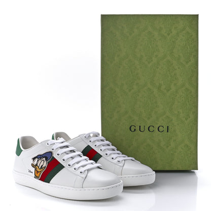Gucci X DISNEY Calfskin Miro Soft Web Donald Duck Womens Ace Sneakers 35 White New Shamarock 9 of 9