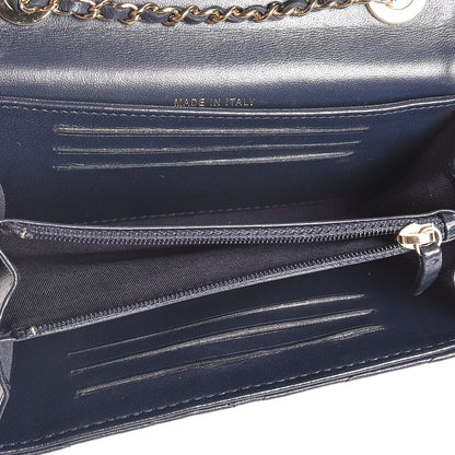 Chanel Lambskin Chevron Quilted Mini Trendy CC Chain Wallet Navy 5 of 8