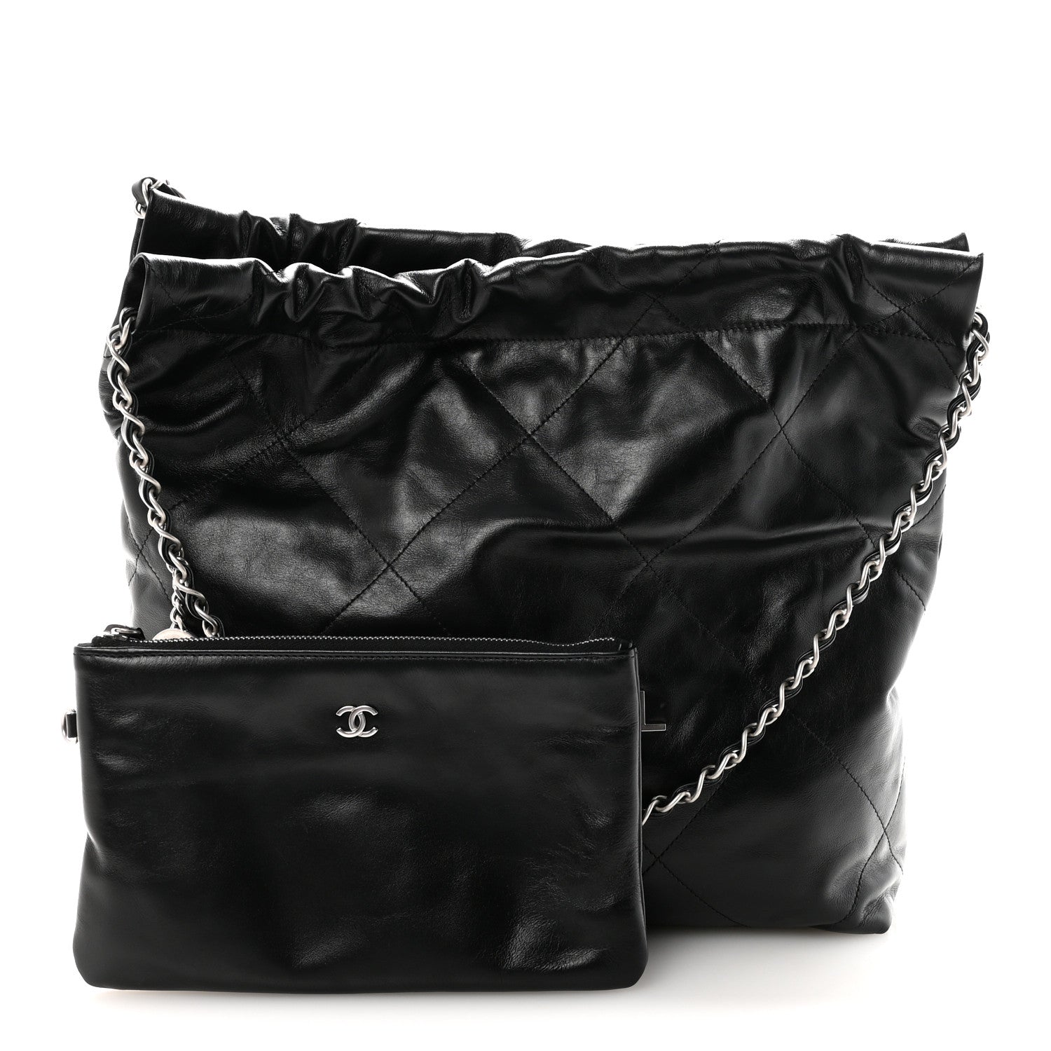 Chanel Shiny Calfskin Quilted Small Chanel 22 Black 3 of 10