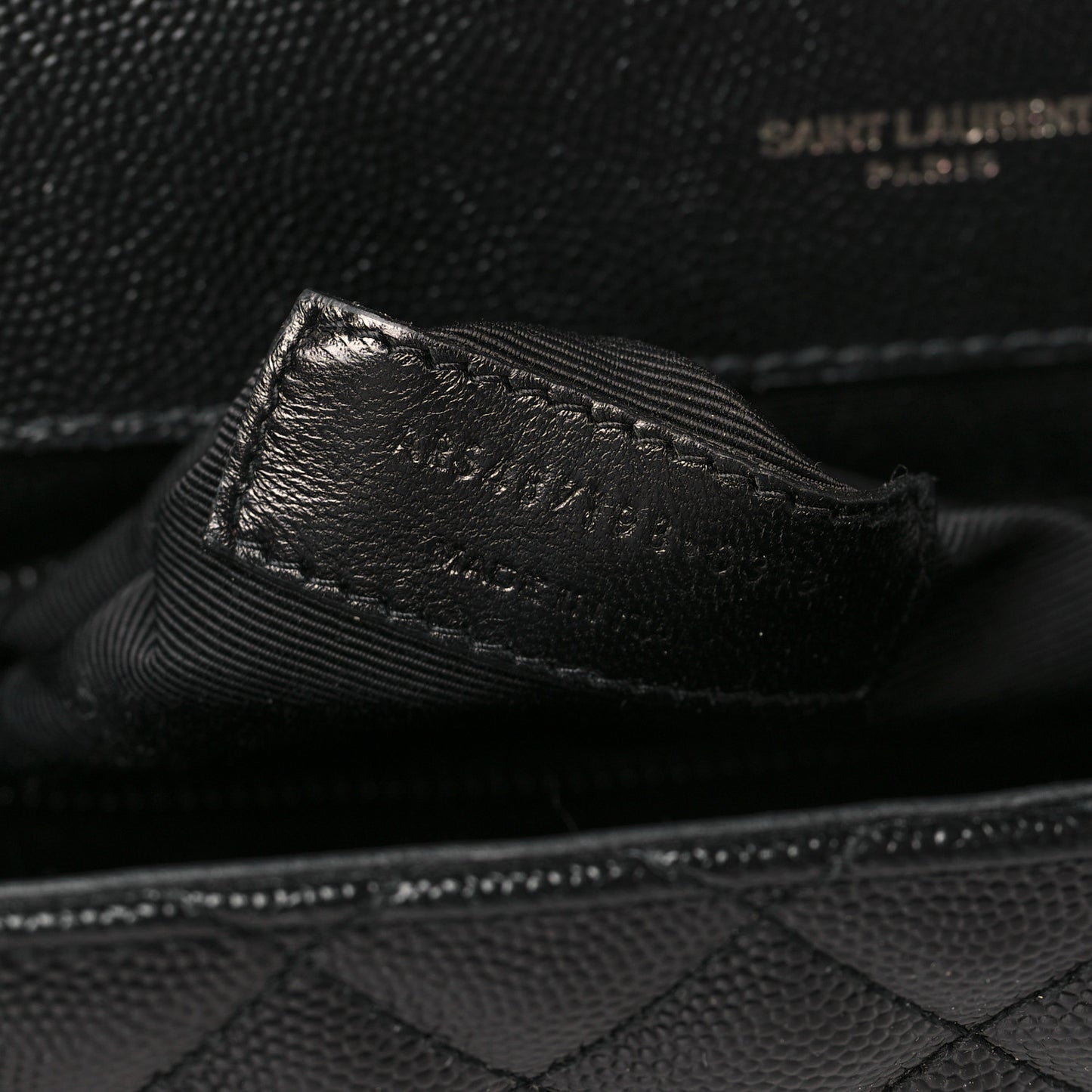 Grain De Poudre Textured Mixed Matelasse Large Triquilt Monogram Monochrome Satchel Black