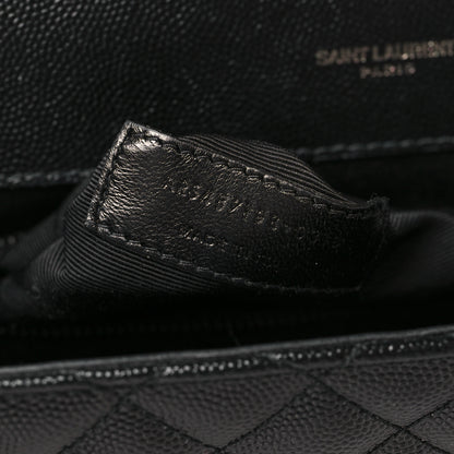 Saint Laurent Grain De Poudre Textured Mixed Matelasse Large Triquilt Monogram Monochrome Satchel Black 7 of 10