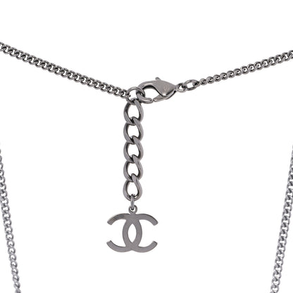 Chanel Lambskin Crystal Star CC Necklace Black Silver 6 of 6