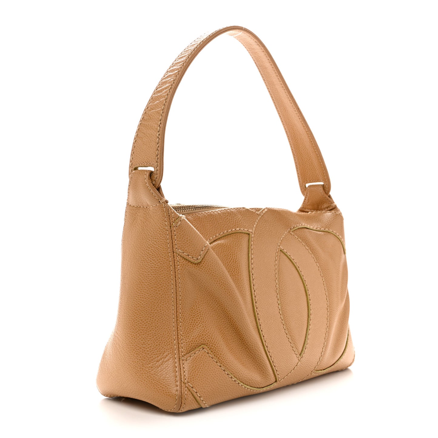 Caviar CC Stitched Shoulder Bag Beige