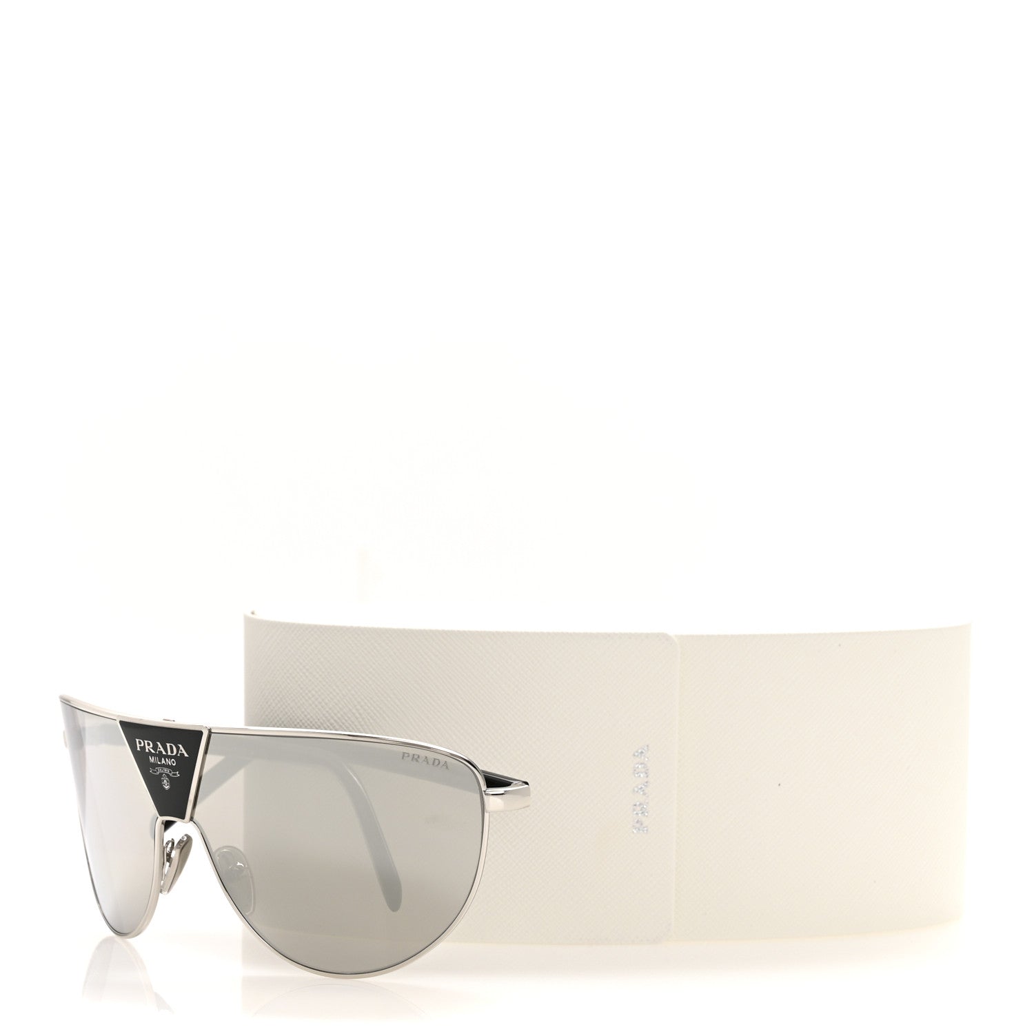 Prada Metal Shield Sunglasses SPR 69ZS Silver Light Grey 1776918
