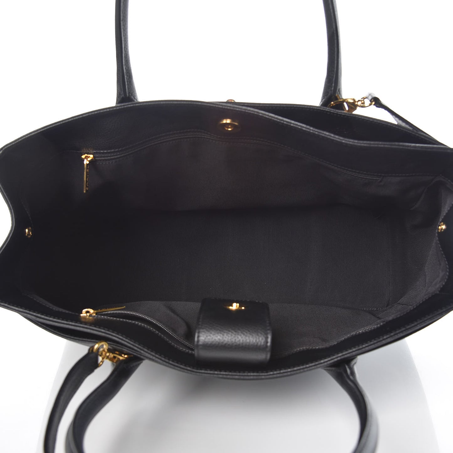 Calfskin Cerf Executive Shopper Tote Black