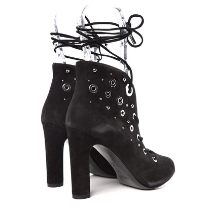 Hermes Suede Goatskin Parade Lace Up Ankle Boots 36 Black 4 of 20