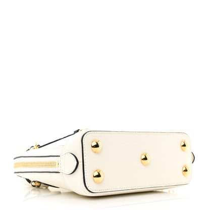 Gucci X ADIDAS Textured Dollar Calfskin Web Trefoil Mini Horsebit 1955 Top Handle Bag Off White Black 4 of 10