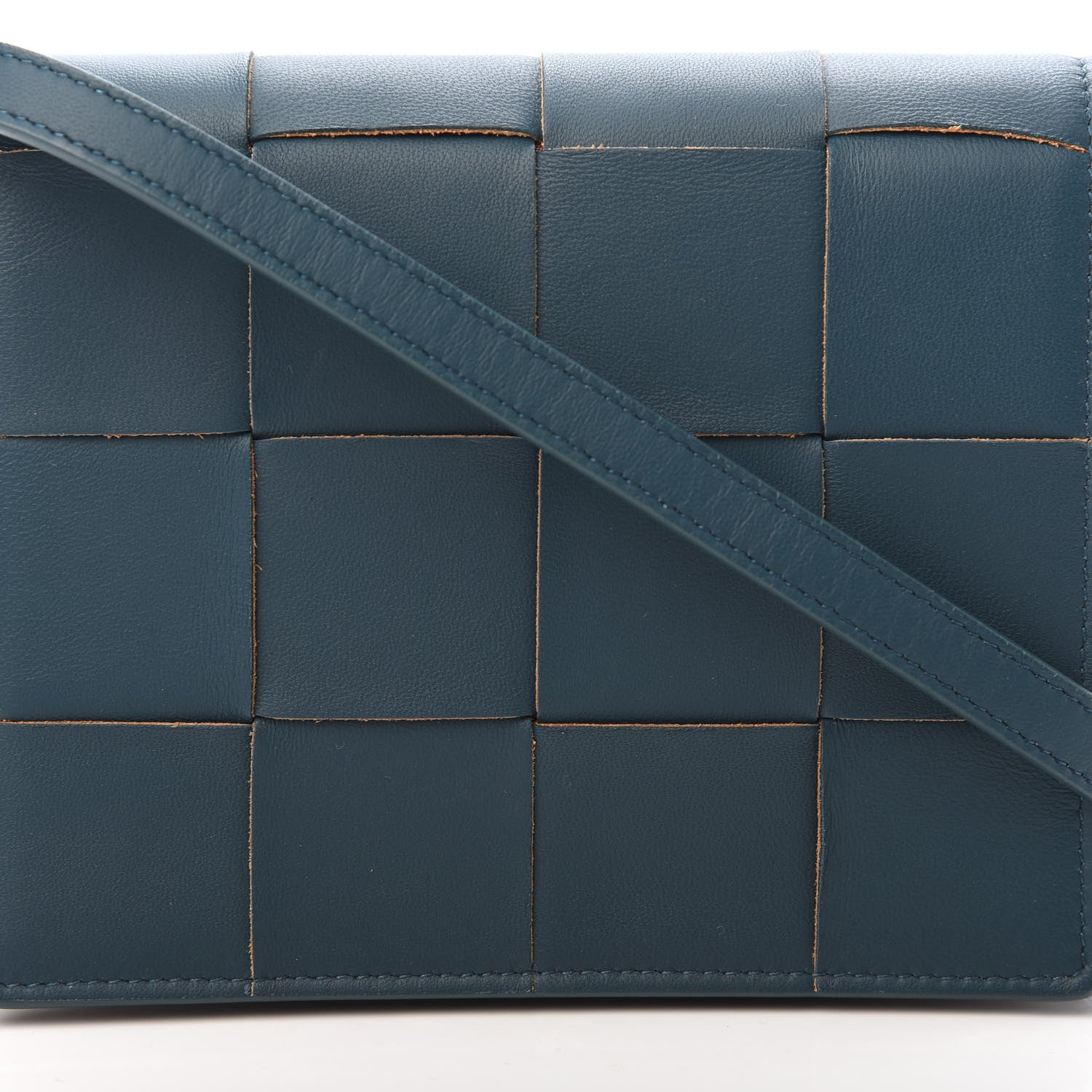 Bottega Veneta Lambskin Maxi Intrecciato Mini Cassette Crossbody Bag Petrol Blue 7 of 9