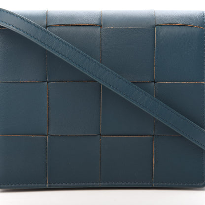 Bottega Veneta Lambskin Maxi Intrecciato Mini Cassette Crossbody Bag Petrol Blue 7 of 9
