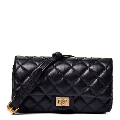 Chanel Aged Calfskin Quilted 2.55 Reissue Chain Waist Bag Black 1 of 9