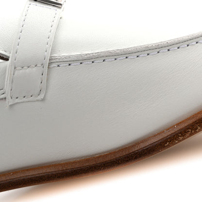 Hermes Calfskin Womens Destin Loafers 36 White 11 of 12