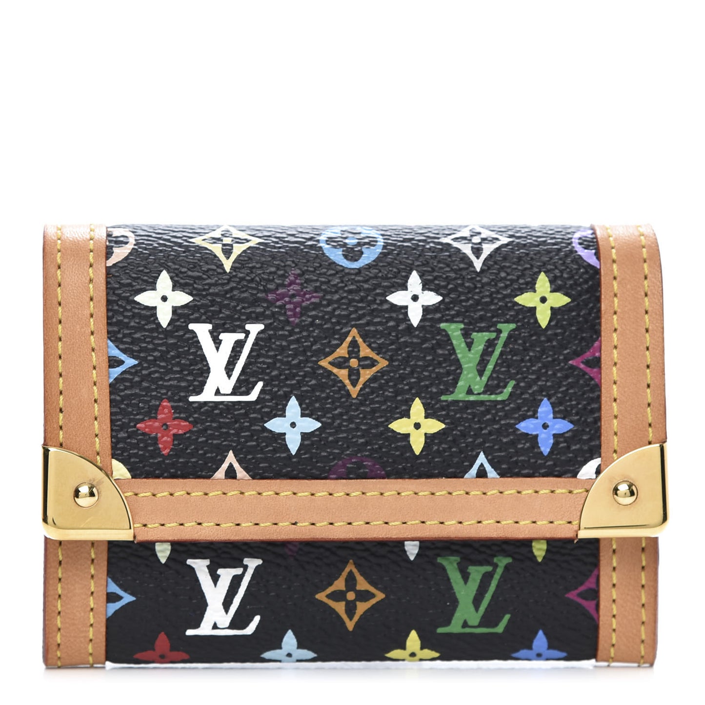 Monogram Multicolor Porte-Monnaie Plat Coin Purse Black
