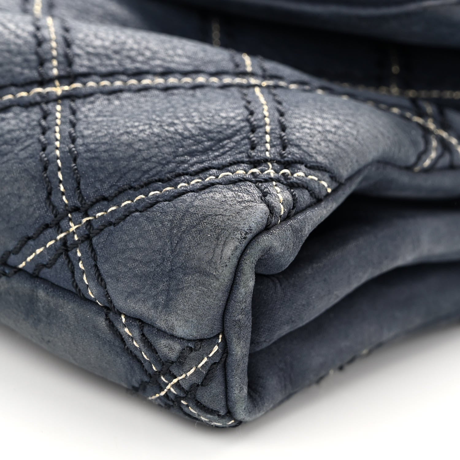 Chanel Iridescent Calfskin Triple Stitched Medium Flap Navy 10 of 10