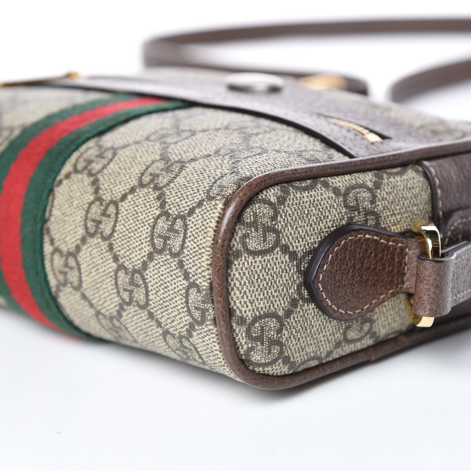 Gucci GG Supreme Monogram Web Mini Ophidia Shoulder Bag Brown 9 of 10