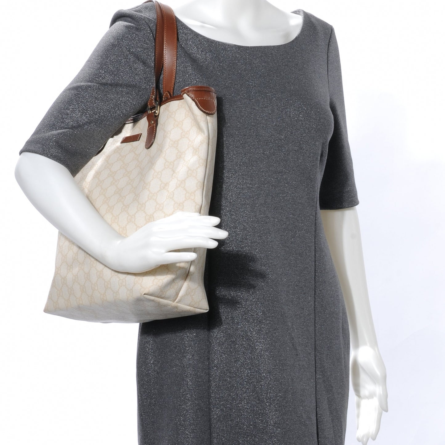 GG Plus Monogram Joy Shopper Tote Brown