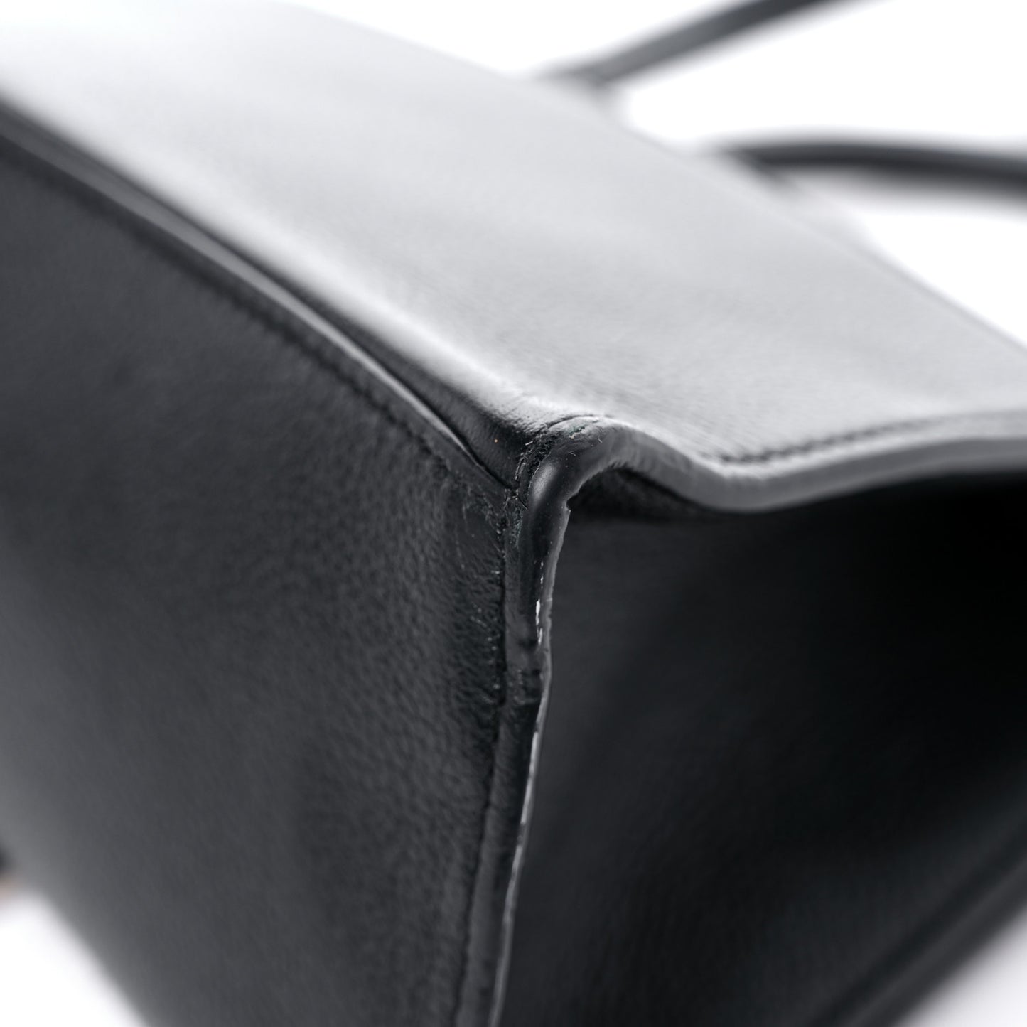 Grained Calfskin Small Hourglass Top Handle Bag Black