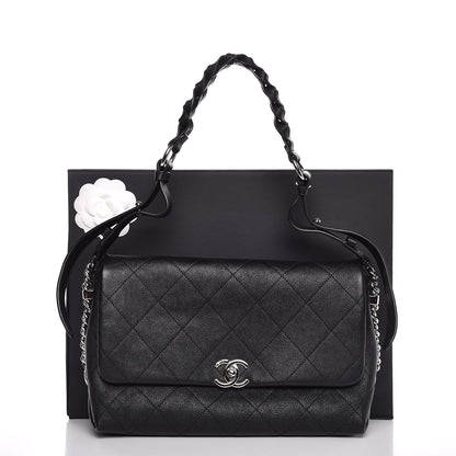 Chanel Grained Calfskin Stitched Small Braided With Style Flap Black 8 of 8