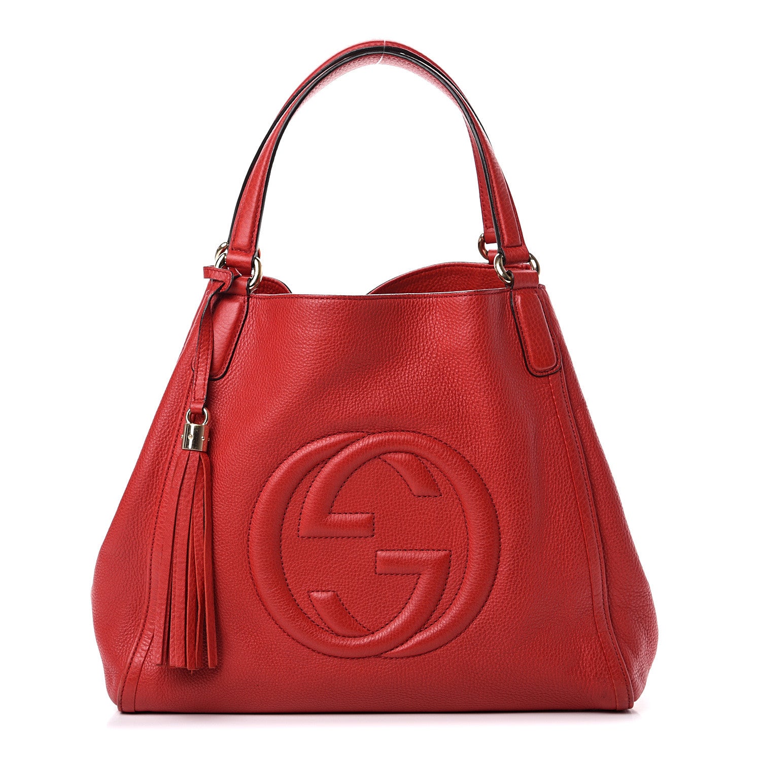 Gucci Pebbled Calfskin Medium Soho Shoulder Bag Red 1 of 14
