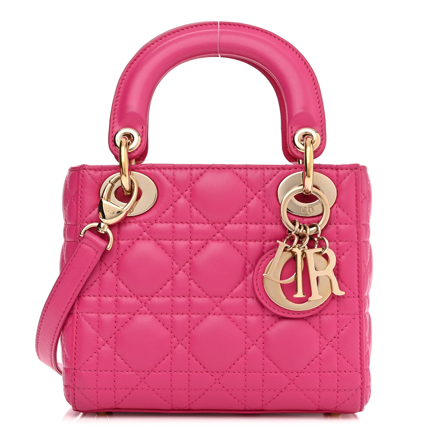 Lambskin Cannage Mini Lady Dior Fuchsia