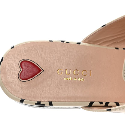 Gucci Azalea Calfskin GG Monogram Bi-Color Debossed Womens Princetown Slippers 40 Mystic White Black 7 of 9