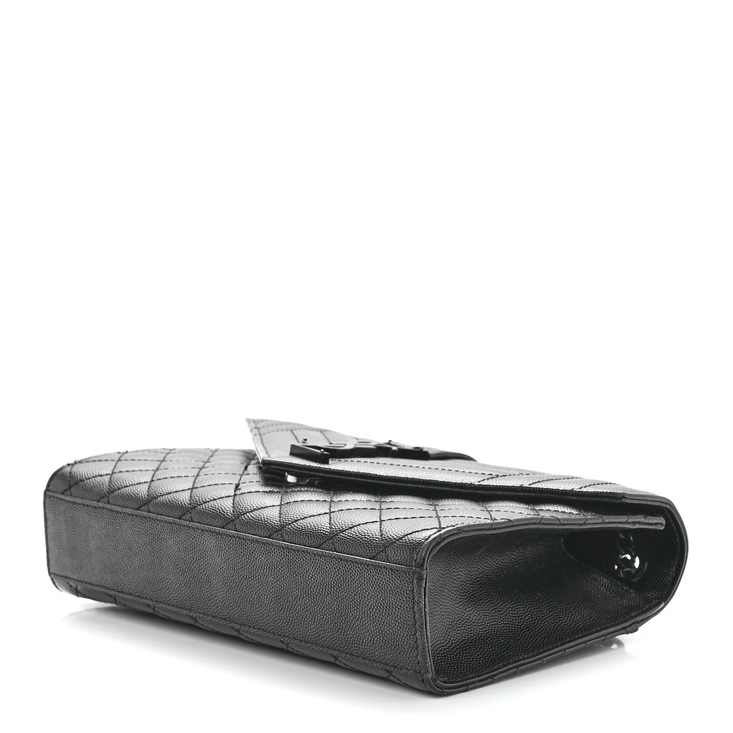 Grain De Poudre Textured Mixed Matelasse Triquilt Medium Monogram Monochrome Satchel Black