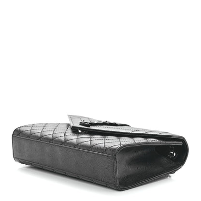 Saint Laurent Grain De Poudre Textured Mixed Matelasse Triquilt Medium Monogram Monochrome Satchel Black 10 of 12