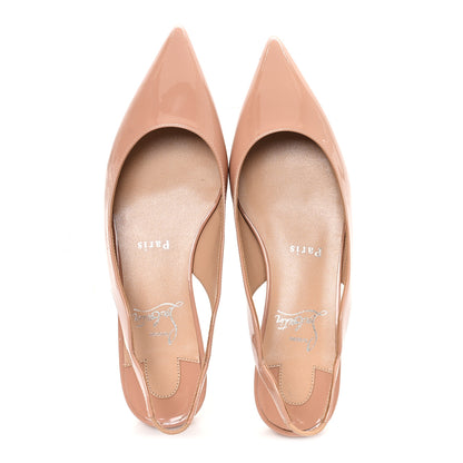 Christian Louboutin Patent Hot Chickita Slingback Flats 35.5 Nude 2 of 9