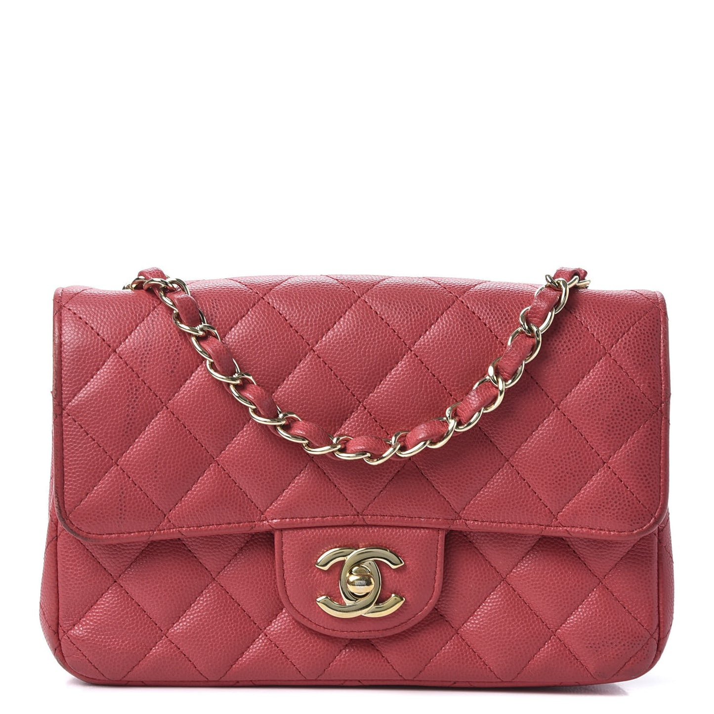 Caviar Quilted Mini Rectangular Flap Red