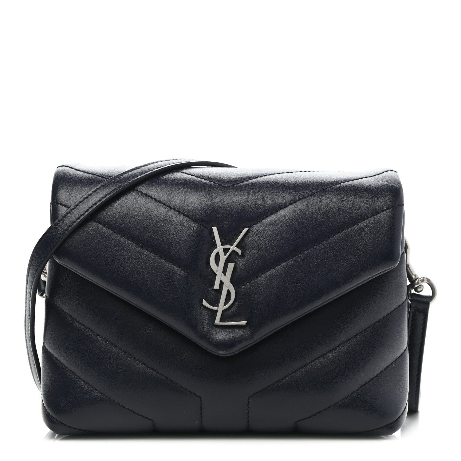 Saint Laurent Calfskin Y Quilted Monogram Toy Loulou Crossbody Bag Deep Marine 1 of 9