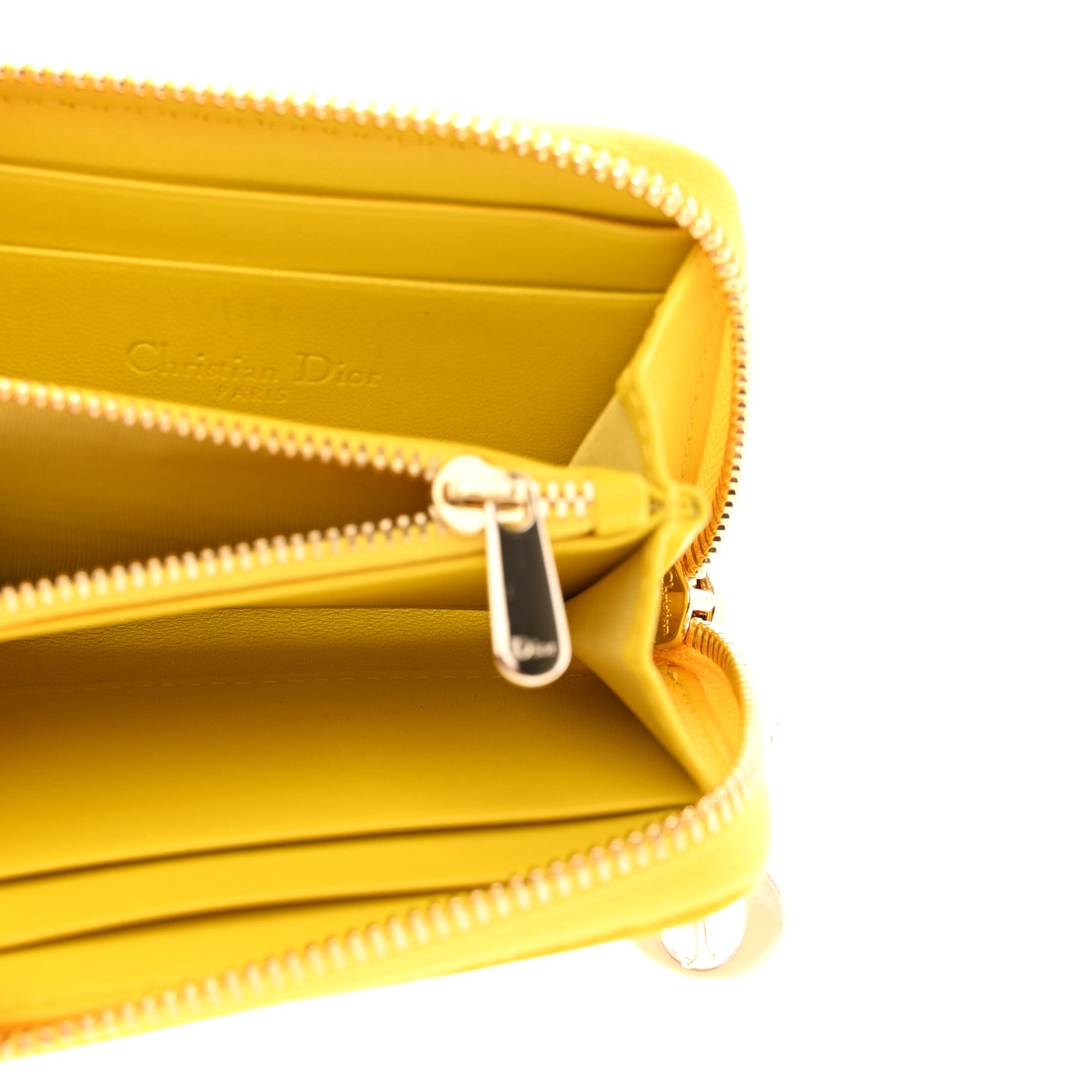 Christian Dior Lambskin Cannage Small Lady Dior Voyageur Coin Purse Yellow 5 of 8