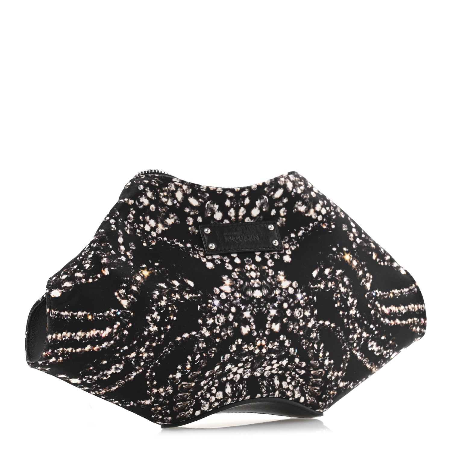 Alexander McQueen Silk Dandelion Print De Manta Clutch Black 3 of 12